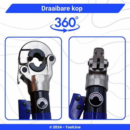 Professionele hydraulische krimpgereedschapsset   V contour voor 12 15 18 22 28 mm buizen, 360° draaibare kop, ideaal voor koper  en roestvrij staal, inclusief bekkeninzetstukken, krimptang GLOSSY