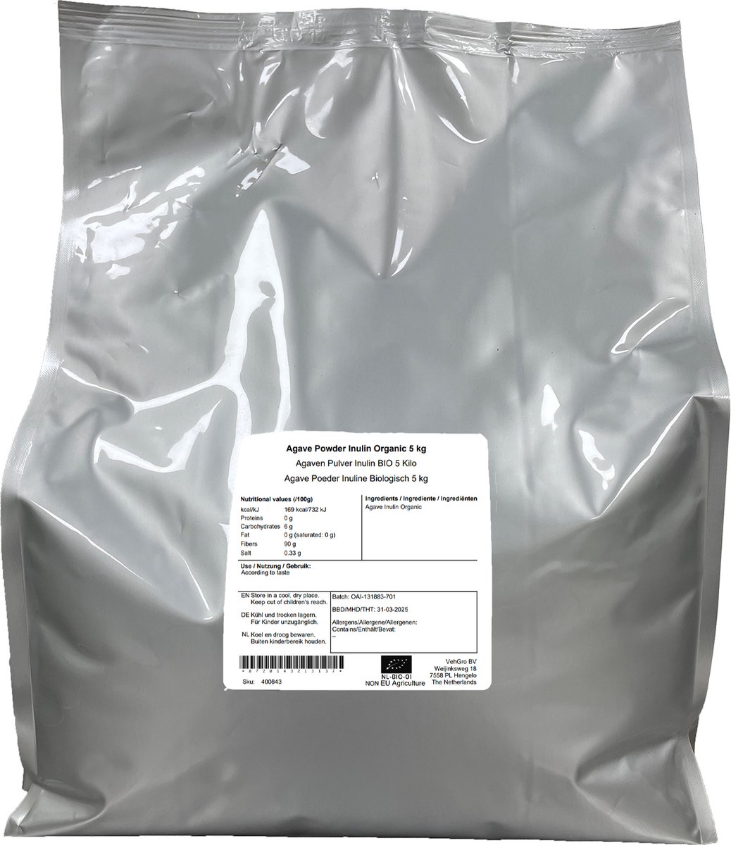 Agave Inuline Poeder 5 kg - 5 kg - Holyflavours