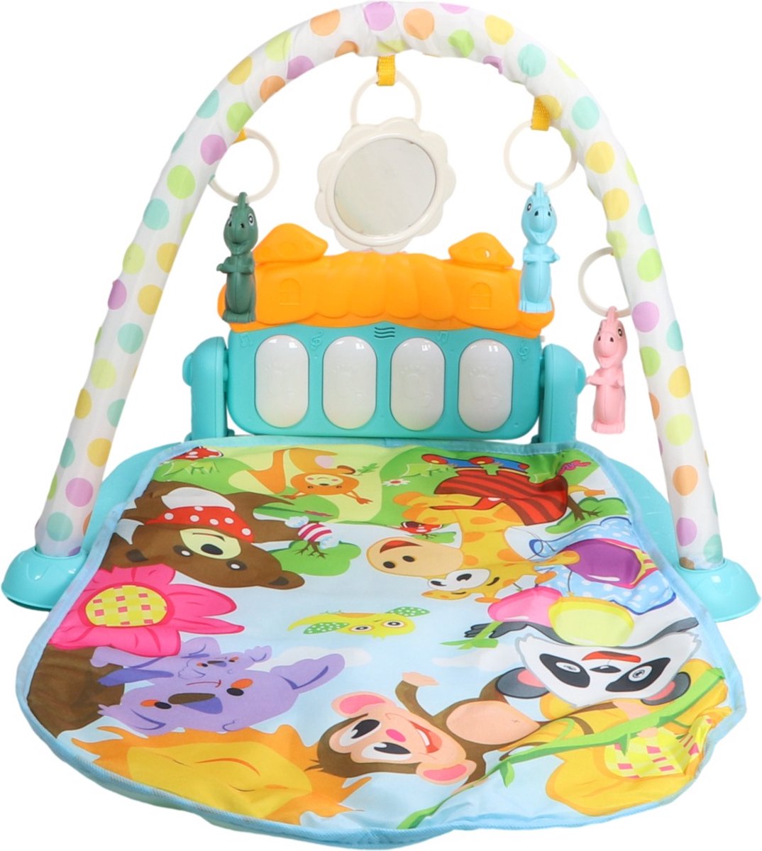 Moni Toys - Piano Activiteiten Speelkleed - Multicolor - Met Speelboog, Spiegeltje & Muziek - Educatief Baby Gym - Vanaf 0 Maanden — afbeelding 10