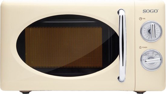 Micro-ondes Rétro Avec Grill 800W - 20L, 8 Programmes Auto, Sécurité Enfant, Plateau 24.5cm - Rouge Métallisé