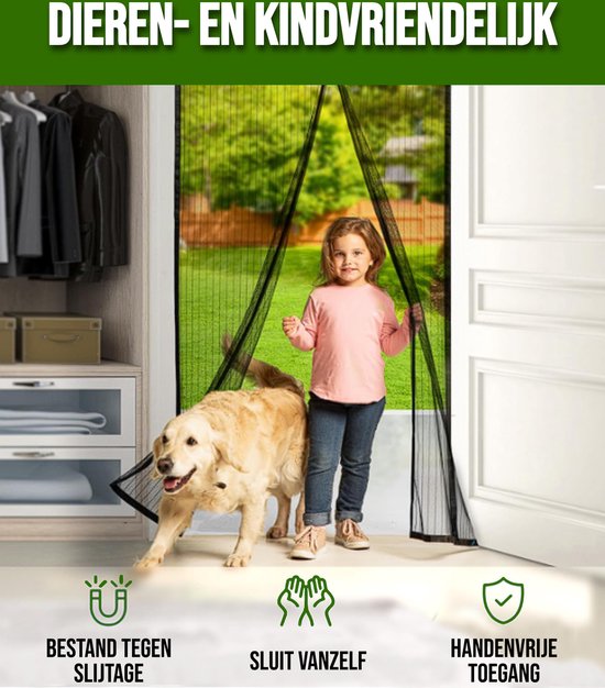 JEAS - Magnetisch Vliegengordijn - 210 x 90cm - Horgordijn - Hordeur - Deurgordijn - Zwart