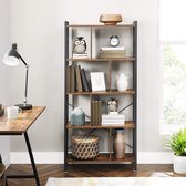 MIRA Home - Boekenkast - Boekenrek - Boekenplank - Wandrek - Vintage - 154,5x74x30