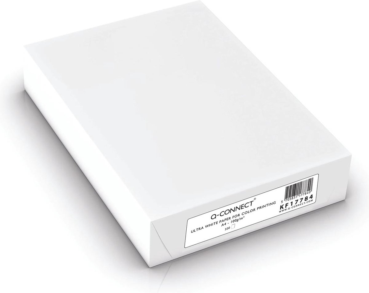 Q-CONNECT presentatiepapier, ultra white, ft A4, 100 g, pak van 500 vel, wit 4 stuks