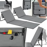 Bol.com tectake® Strandmat - Set van 2 opvouwbare ligmatten met verstelbare rugleuning draagriem en opbergvak - Ideaal voor stra... aanbieding