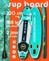 Bol.com Ultra Licht & Stabiel Opblaasbaar Lake Green Wind Water Runner Peddel Boord (2/3 personen) van MyBoat | 320 cm Stand Up ... aanbieding