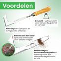Voordelen van onkruidkrabber: lichtgewicht, compact, speciale bladbreedte voor voegen, roestvrij staal.