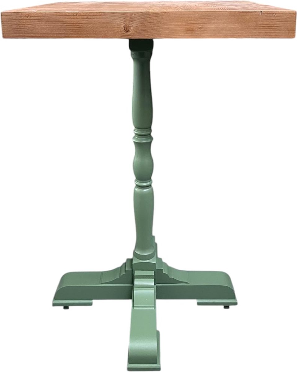 houten bartafel met een kloostertafel poot - groen - 70x70 cm - geschikt voor horeca