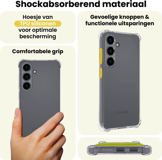 Coque Compatible avec Samsung S25 Coque Antichoc Siliconen - Coque Compatible avec Samsung Galaxy S25 Case Cover Siliconen - Transparent - 2 Pièces