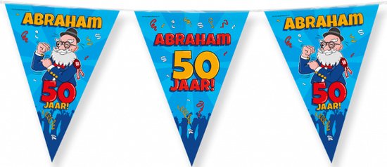 Pack décoration 50e anniversaire Abraham - drapeau - drapeau de façade - dessin animé - paperdreams