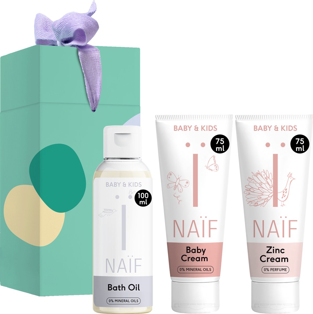Goedkoopste Naïf - Happy to Meet you Geschenkset - Baby's & Kinderen - Badolie, Baby Crème en Zinkcrème voor een goede start in cadeauverpakking - met ingrediënten van natuurlijke oorsprong