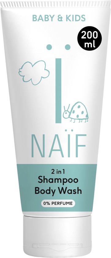 Naïf - 2 in 1 Shampoo & Body Wash - Baby's & Kinderen - 0% parfum - Geen SLES, microplastics of siliconen - 200ml