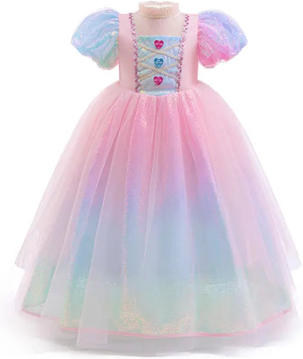Prinsessendroom - Magische Regenboog prinsessenjurk - 104 (3/4 Jaar) - Prinsessenjurk - Verkleed kleding - Feestjurk