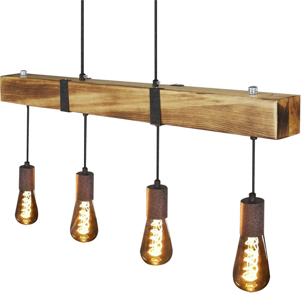 Landelijke houten balk hanglamp, Katrijn
