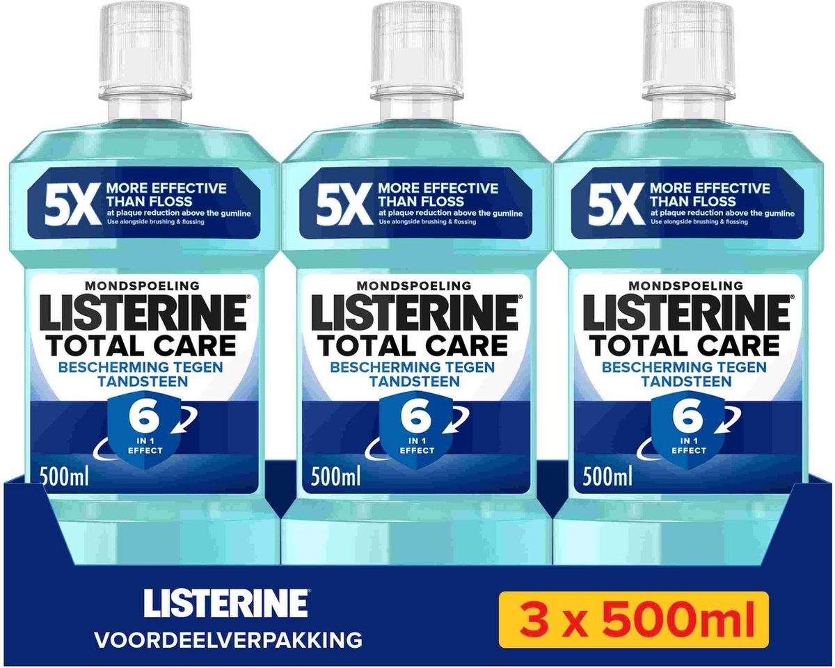 Goedkoopste LISTERINE Mondwater Total Care - mondspoeling - bescherming tegen tandsteen - 3 x 500 ml