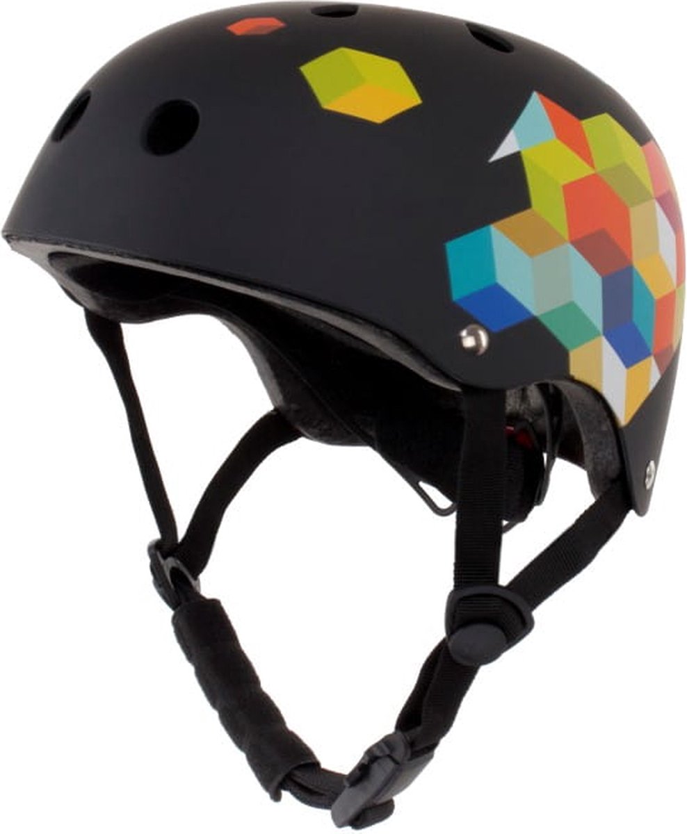 sun baby Fietshelm 2 jaar, kinderhelm maat M (52-57 cm) Zwart, met LED licht, Kinder skatehelm voor skateboard, fiets, step en rolschaatsen