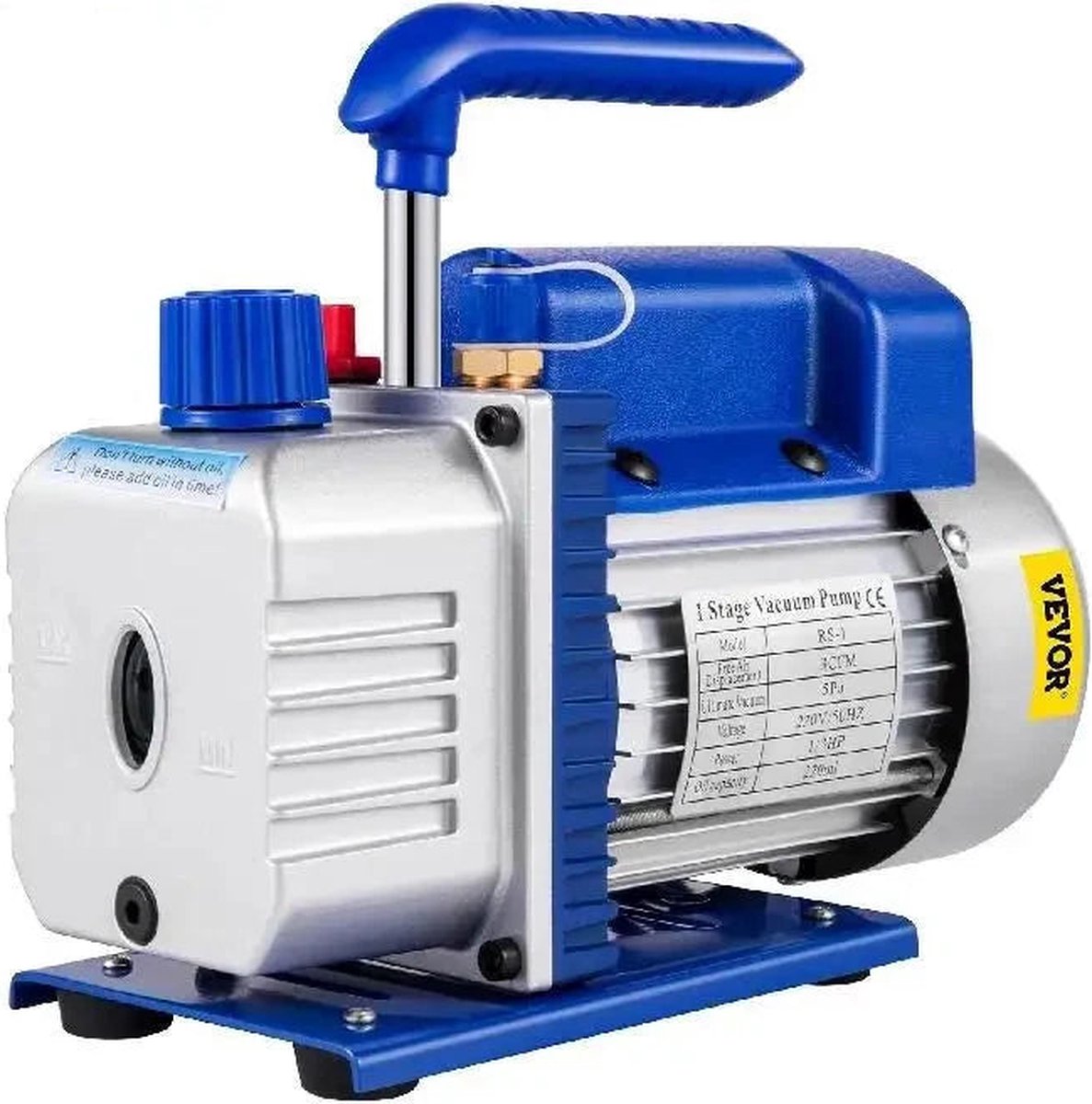 Vevor - Vacuümpomp - Koelmiddel vacuümpomp - Koelgereedschappen - HVAC-koeling - 4000 psi - 3 CFM, 1/4 pk, 1 fase - met verdeelstukmeter - Blauw