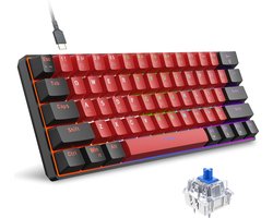 StayPowered Mechanisch Gaming Toetsenbord 60% - Compact en Krachtig voor Elke Gamer - Mechanische Blauwe Switches - RGB Verlichting - Anti-Ghosting - Ergonomisch Ontwerp - Afneembare Type-C Kabel - Wit - Levering Sneller dan Aangegeven!