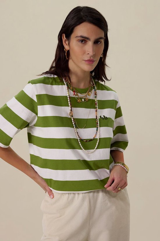 Sissy-Boy Groen met wit gestreept T-shirt bol