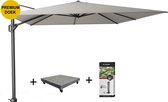 Challenger T1 premium zweefparasol 400x300 cm manhattan met 120 KG voet en hoes