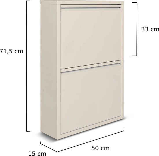 Planetmöbel 2 x smalle schoenenkast met 2 kleppen, ruimtebesparend schoenenrek met 4 legplanken, schoenen kast voor hal, gang, garderobe 60 x 23 x 80,5 cm, wit grijs