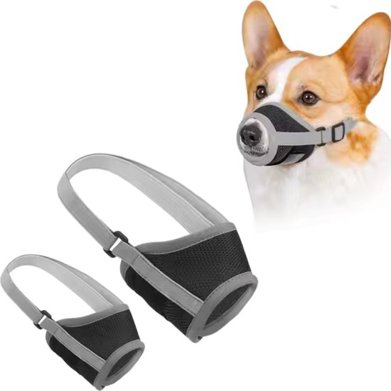 4Paw Muilkorf kleine hond - Maat S - Snuit 14-22 cm Verstelbaar grijs