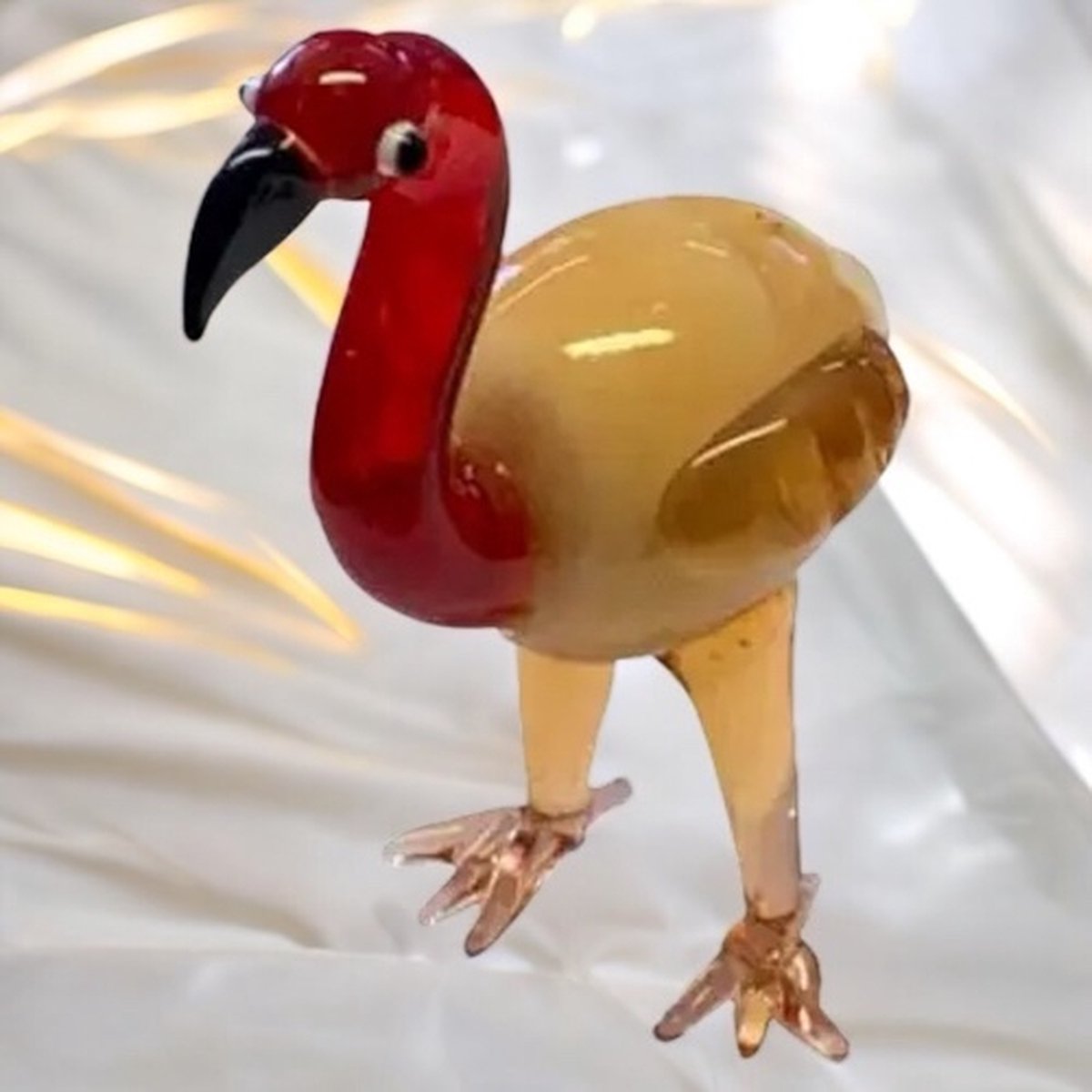 Glazen flamingo roze - handgevormd - 8 cm - Glazen dieren - vogel decoratie