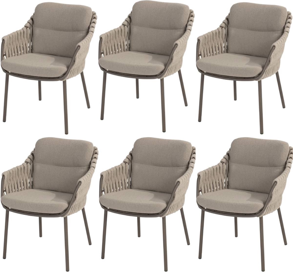 Barolo Pacific stoel bank dining loungeset 4 delig verstelbaar latte