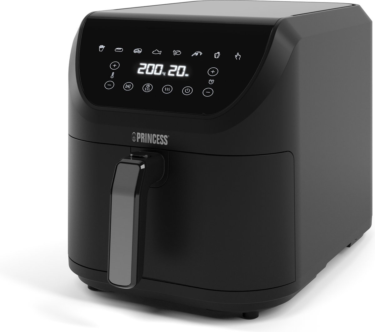 Afbeelding 2 van Princess Digitale Airfryer XXL 182256 - SlimFry Airfryer - Slank ontwerp - 8 liter - PFAS vrij - Heteluchtfriteuse - Digital Touchscreen - 8 Automatische Programma's - 2000W - Zwart - Ideaal voor kleinere keukens of beperkte aanrechtruimte
