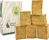 GREEN FADEL Aleppo Zeep Original 6 x 200g (Genuine) Aleppo Zeep 100% Olijfolie, Olijfoliezeep, Kernzeep, Aleppo Soap, Natuurlijke Zeep, Handgemaakt, Vegan