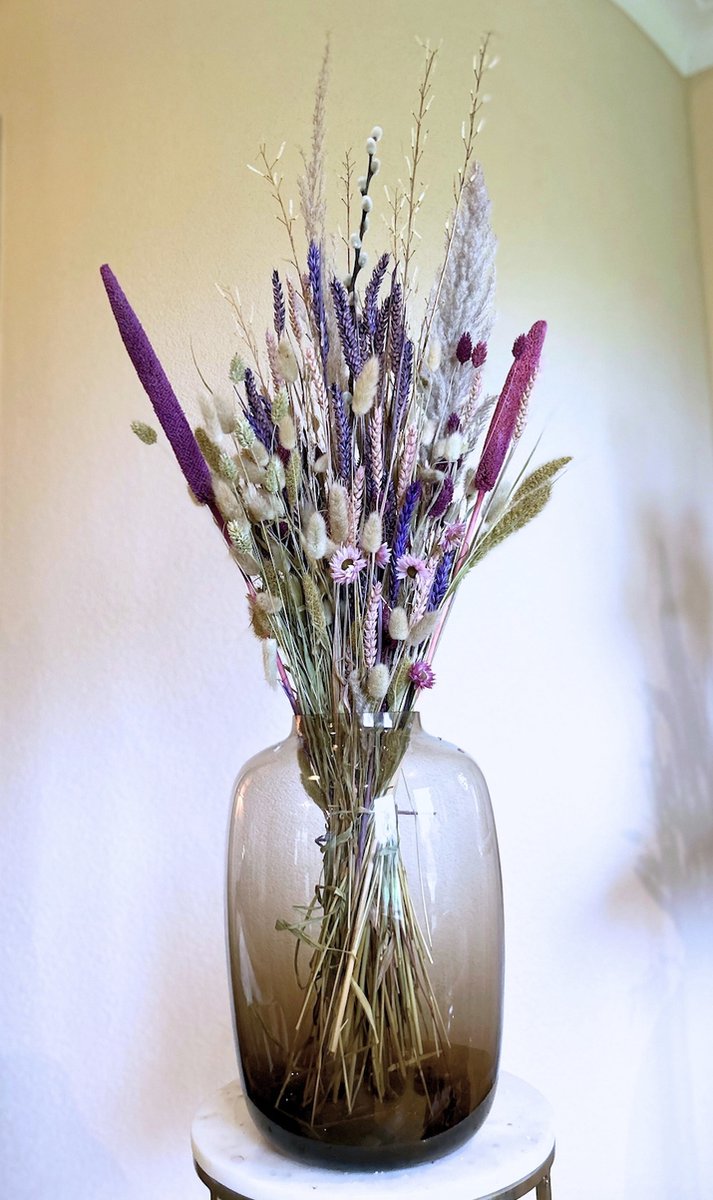 Droogbloemen – Boeket Rosemarijn (excl. vaas) - Droogboeket - Paars - Beige - Wit - Groen - La Florista