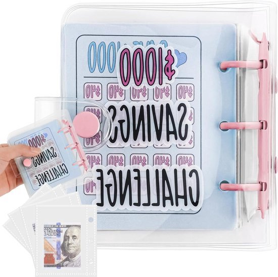 Savings Challenge A5 Budgetplanner - 100 Enveloppen, Spaarboek €5050 In 100 Dagen, Roze Met Tracker En Checklist