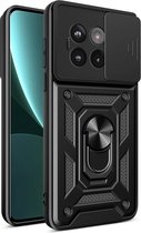 MobyDefend Hoesje - Geschikt voor OnePlus 13R - Pantsercase Met Draaibare Ring - Zwart