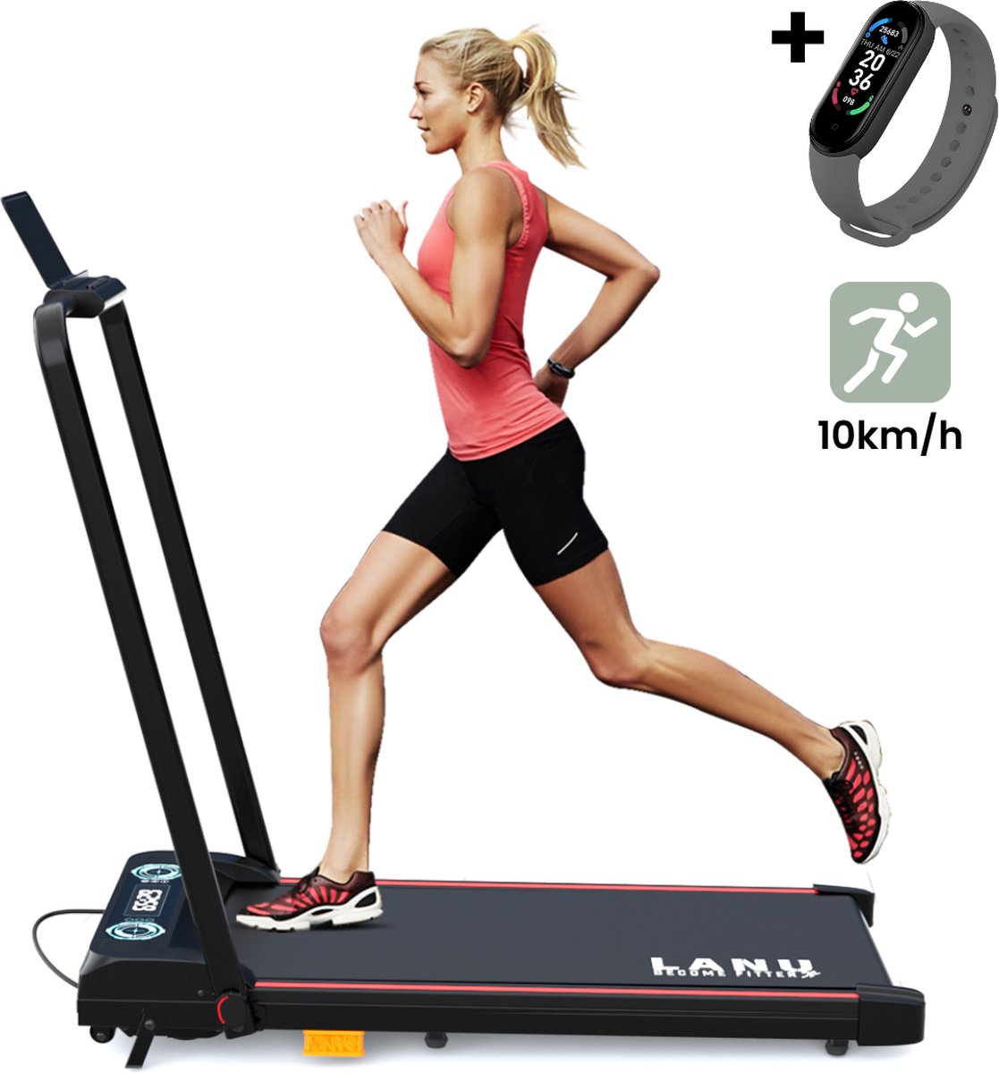 Loopband Inklapbaar 2-in-1 - 1-10 km/h - Max 120Kg - Opvouwbare Walking Pad - Elektrisch - Incl. Hartslagmeter, Afstandsbediening & Tablethouder