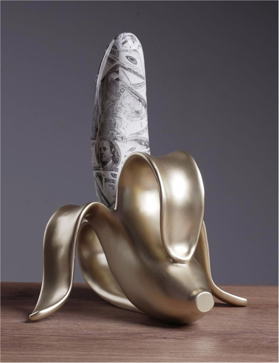 Moderne Abstracte Banaan Sculptuur - Decoratief Beeldje Voor Tafel - Woondecoratie - Polyresin Ambacht - Uniek Cadeau 34cm