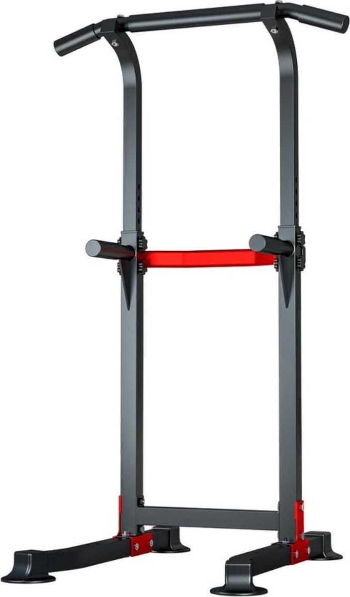 Krachtstation - Power Tower Dip Station Pull-Up Bar - Multifunctionele fitnessapparatuur voor thuis met verstelbare hoogte en antislip-pads bij de voeten - Max. gewicht 150 kg (330 lbs)