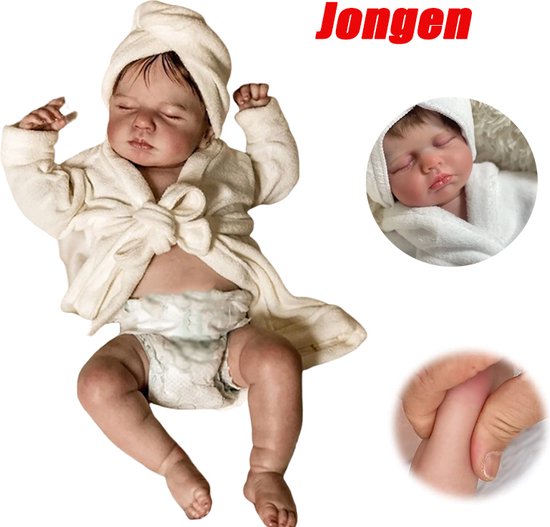 Foto: 48cm full body newborn boy babypop slapende levensechte zachte aanraking knuffelige reborn babypop meerdere lagen schilderen 3d huid