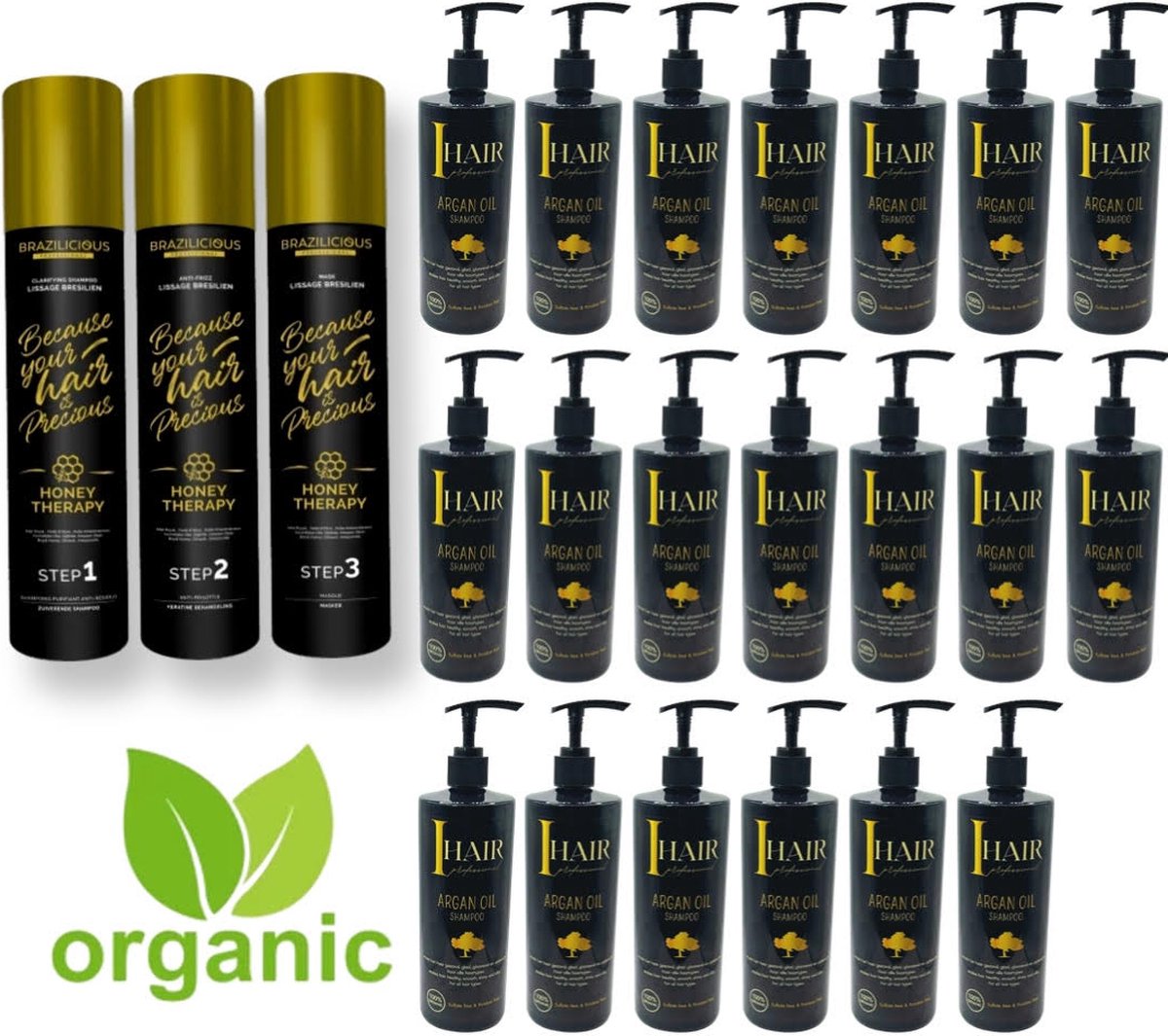 Honey Therapy Brazilicious 3 x 1000 ml + 10 X Shampoo 300 ml+ 10 Conditioner 300 ml Na Behandeling