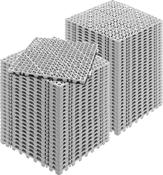 Tegels, flexibel kunststof, 55,5 x 55,5 cm, voor binnen, buiten en in de tuin, groen, aftappen en zelfsluitend, set van 4, zwart