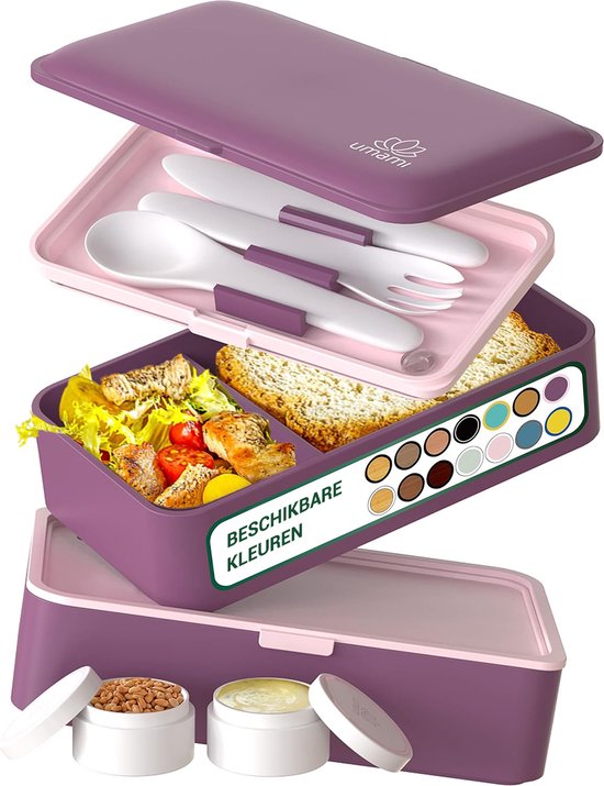 Umami Premium lunchbox 1 sausdoos delig bestek Japanse luchtdichte Bento Box broodtrommel met vakken Zero Waste magnetron en vaatwasmachinebestendig BPA-vrij