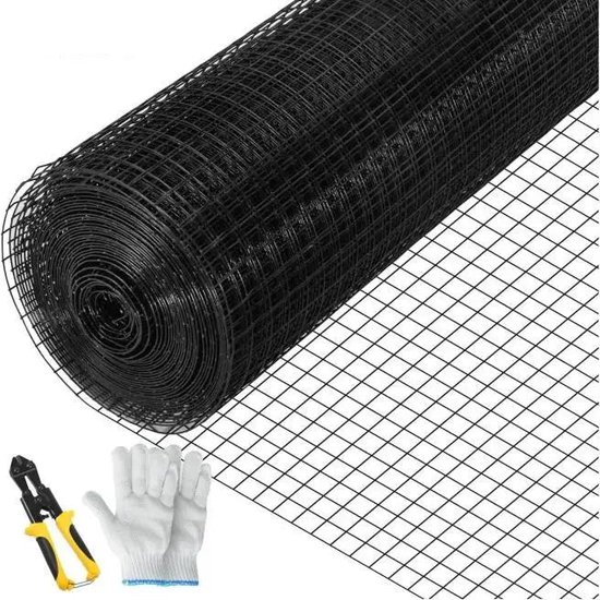 PLASTIC GAAS 11X11MM, ZWART, ROL 25X1M - achterbergdierbenodigheden