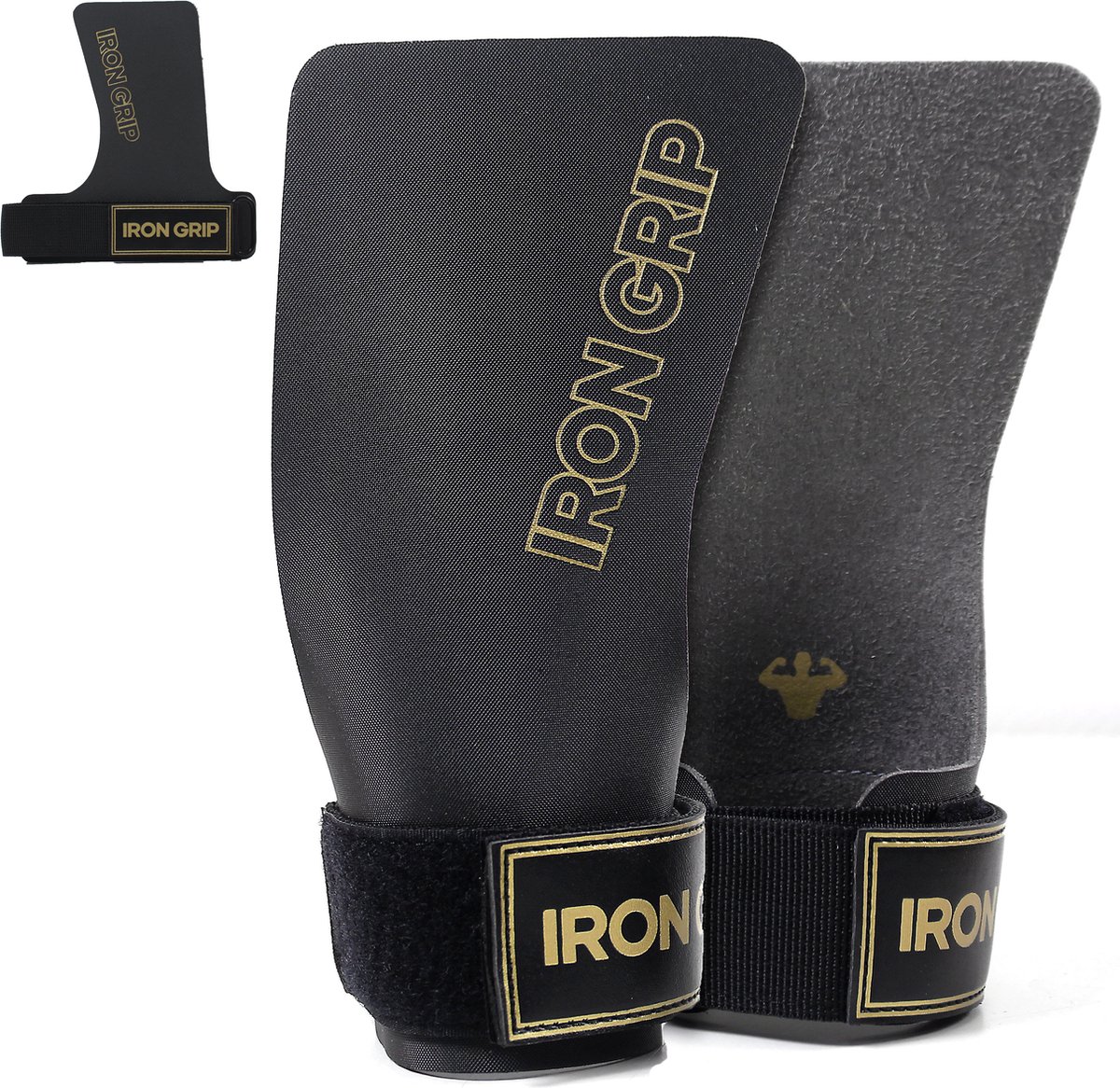 Iron Grip Crossfit grips - No chalk / geen magnesium nodig - Zwart - One size - Voor Crossfit & Gymastics - No Chalk - Ultra Sticky Fingerless CrossFit Grips - Grips Zonder Gaten - Leertjes - Grips Vingerloos