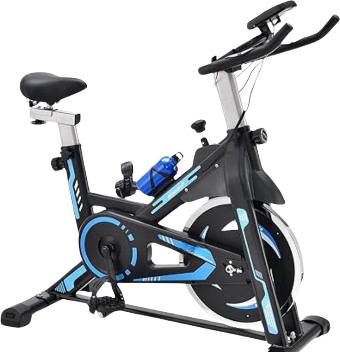 Spinningfiets - Hometrainer Met 10 Kg Vliegwiel - Riemaandrijving & Traploze Weerstand - Met LCD-Scherm - Kleur Zwart
