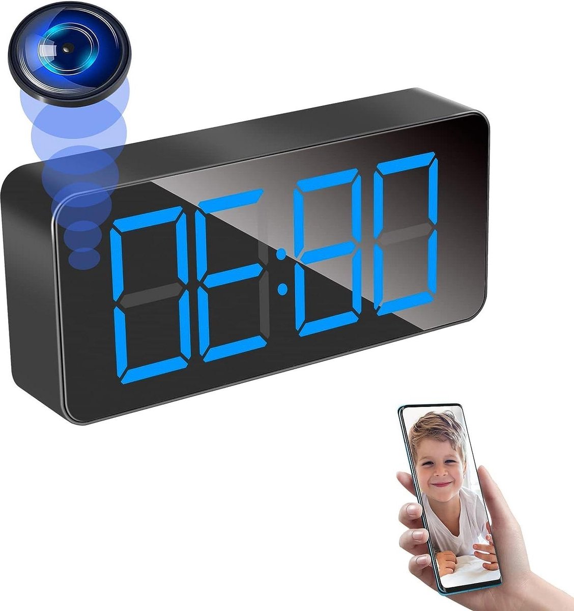 Spioncamera - 24 G/5 GHz wifi verborgen camera - HD-klok 1080p - mini-spionagecamera met wifi - bewegingsdetectie - nachtzicht - afstandsweergave