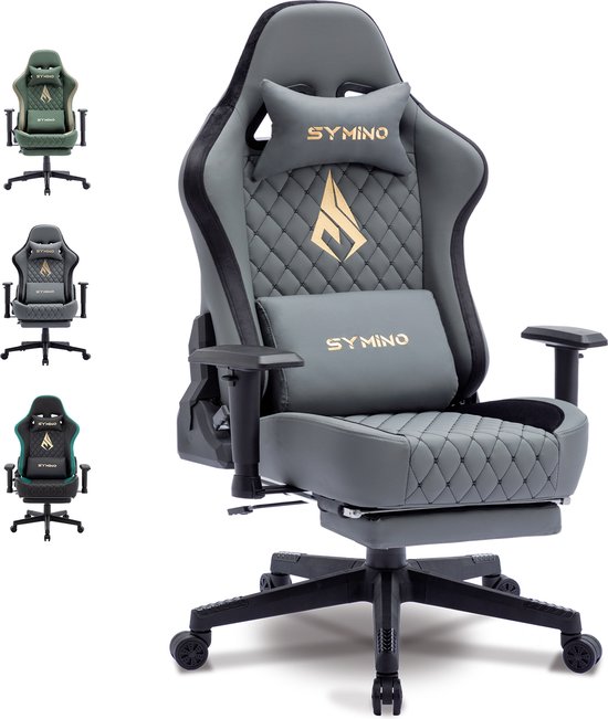 Symino Gaming Stoel PG01 Ergonomisch Grijs met Voetsteun - symino - €159,99