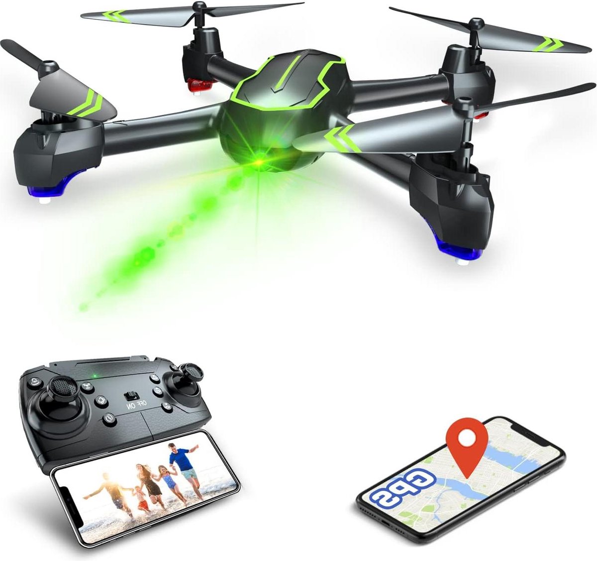 GPS Drone HD 1080P Camera Beginnersdrone Volgmodus GPS Automatische Terugkeer 32 Minuten Vliegtijd Kerstcadeau - RC Quadcopter met 1080p Camera