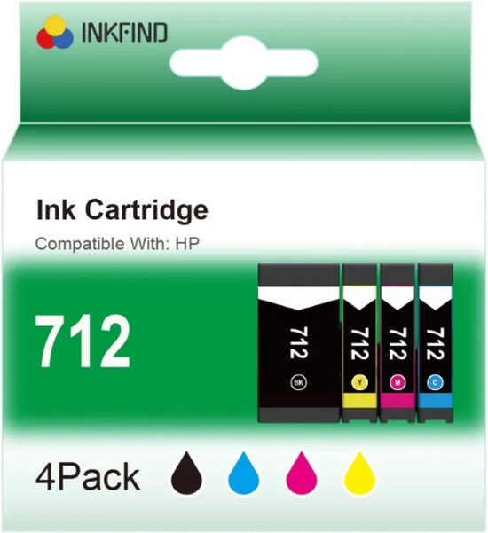 INKFIND 712XL Inktcartridge geschikt voor HP712 HP 712 HP712X HP 712X ...