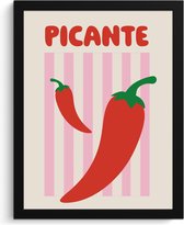 Cadre photo avec poster - Cadre poster 30x40 cm - Posters - Épicé - Poivrons - Rouge - Photo encadrée - Décoration murale Cuisine - Accessoires de Décoration murale - Décoration murale - Peintures