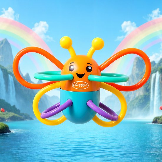 Playgro Click Clack Butterfly Rammerlaar - Bijtrammelaar - bijtring - Baby speelgoed - bijtspeeltje - Grijpspeelgoed - Speeltje - Baby rammelaar- Met geluid van Playgro — afbeelding 4