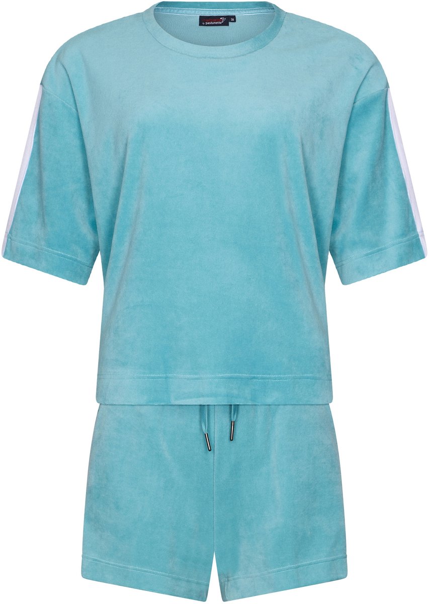 Dames Shortama Rebelle - Tropical Turquoise - Velours - Maat 40