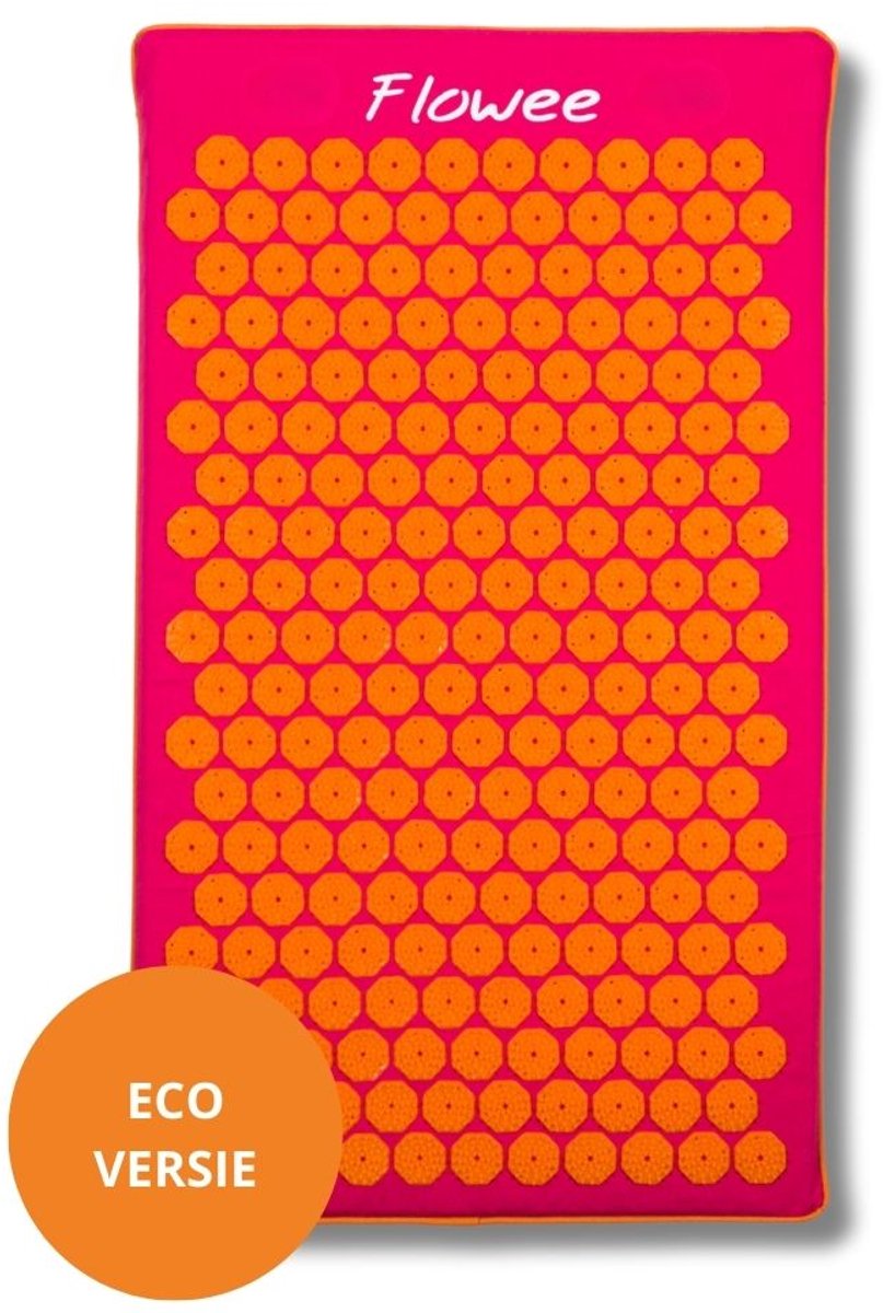 Goedkoopste Flowee Spijkermat ECO - Fuchsia met oranje - Vulling Kokosvezels - 77x45 cm - Acupressuur Mat - Spijkerbed - Acupunctuur - Shakti Massage